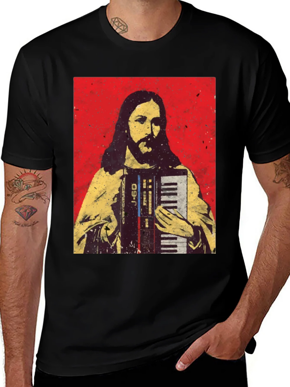 Jesus Accordion T-Shirt - Novelty Graphic Tee product image 1