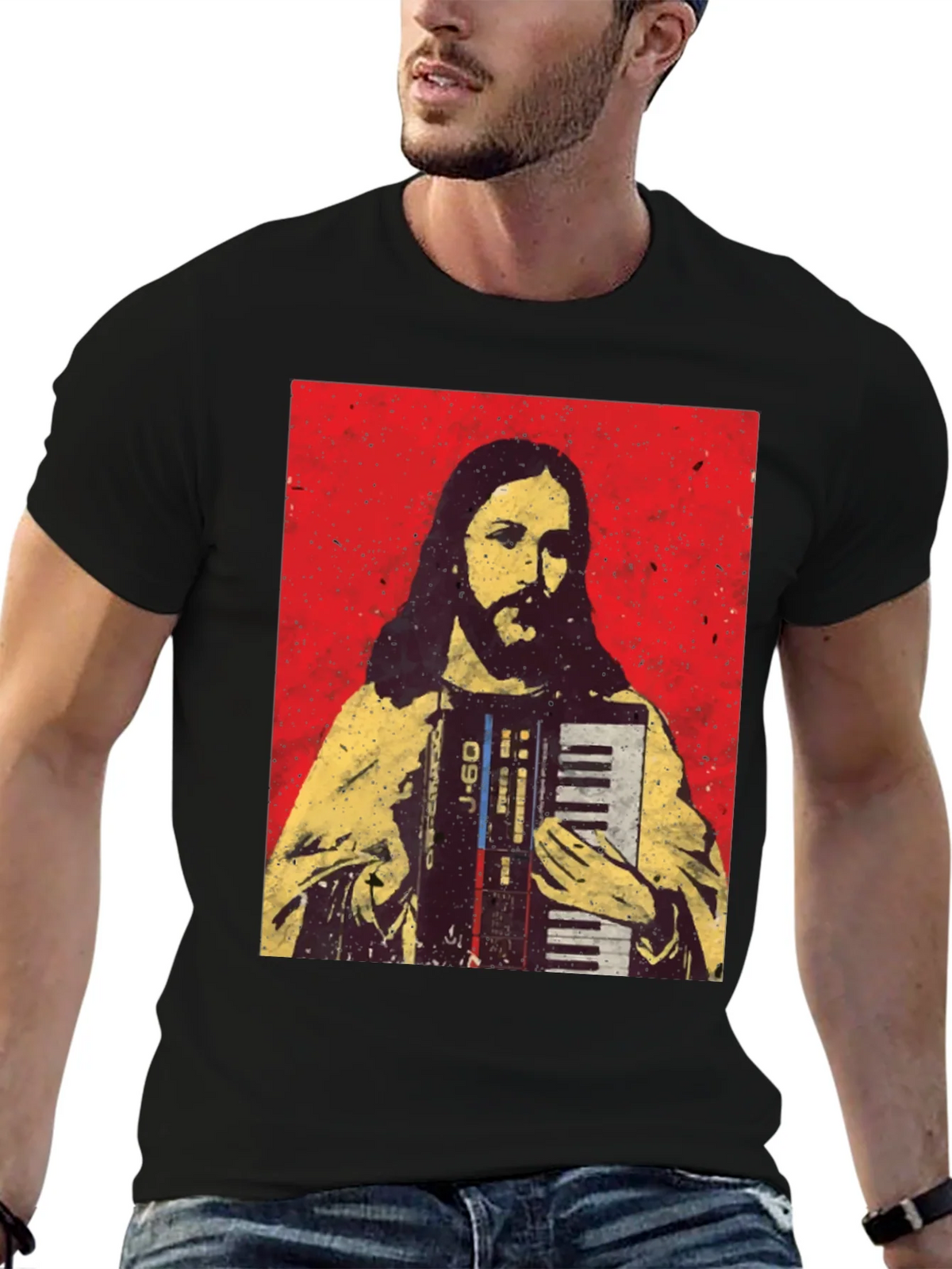 Jesus Accordion T-Shirt - Novelty Graphic Tee product image 9