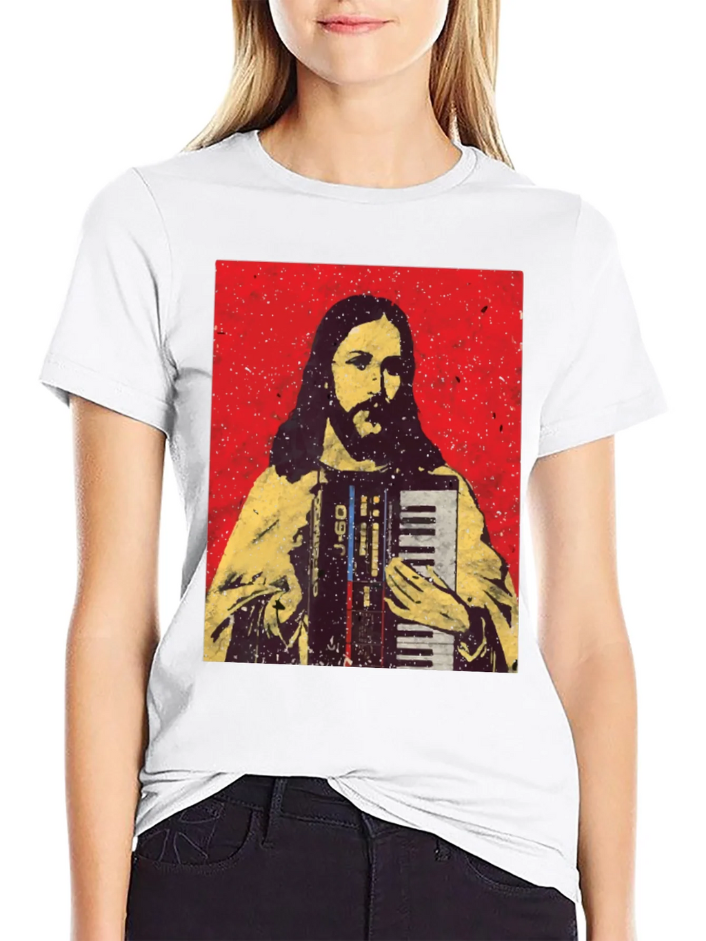 Jesus Accordion T-Shirt - Novelty Graphic Tee product image 11