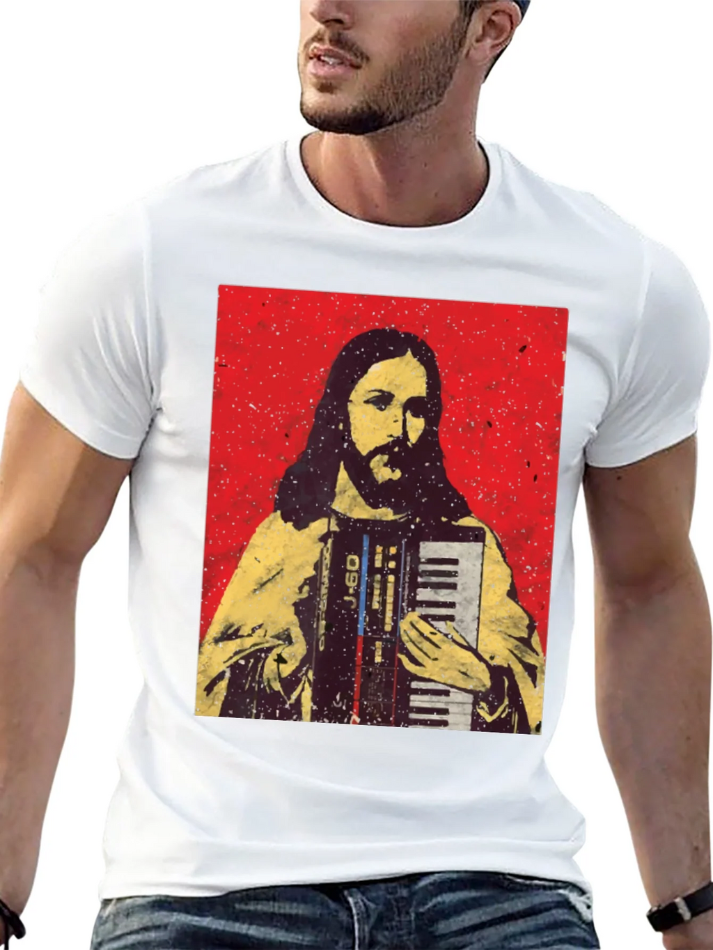 Jesus Accordion T-Shirt - Novelty Graphic Tee product image 4