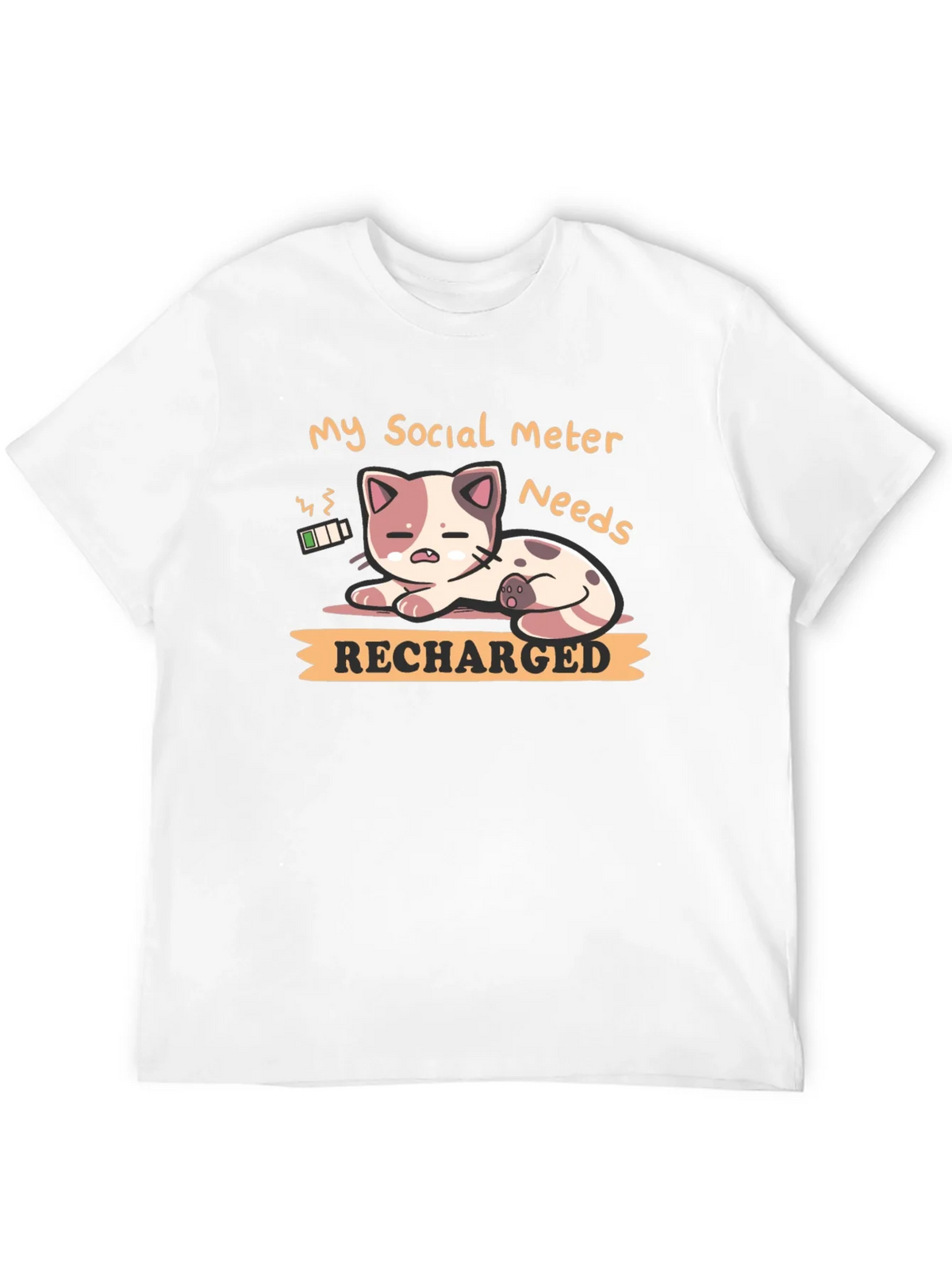Social Meter Recharge Cat Graphic T-Shirt product image 3