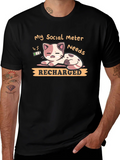 Social Meter Recharge Cat Graphic T-Shirt product image 1
