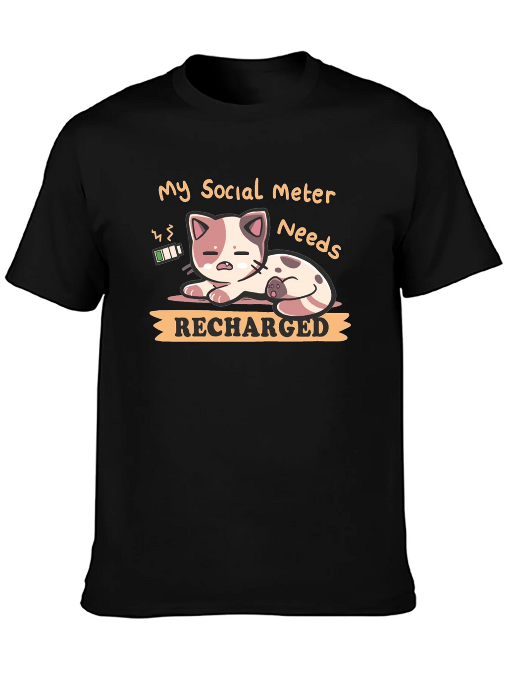 Social Meter Recharge Cat Graphic T-Shirt product image 6