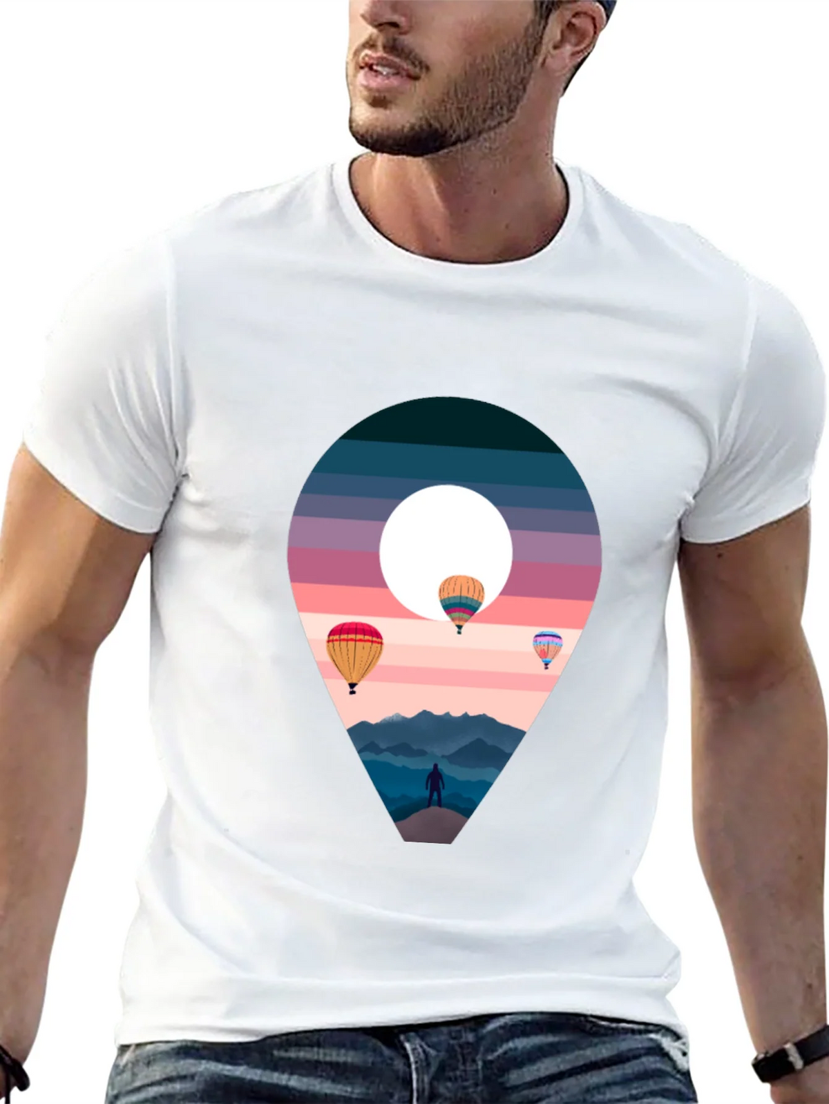 Adventure Awaits Black T-Shirt - Hot Air Balloons product image 4
