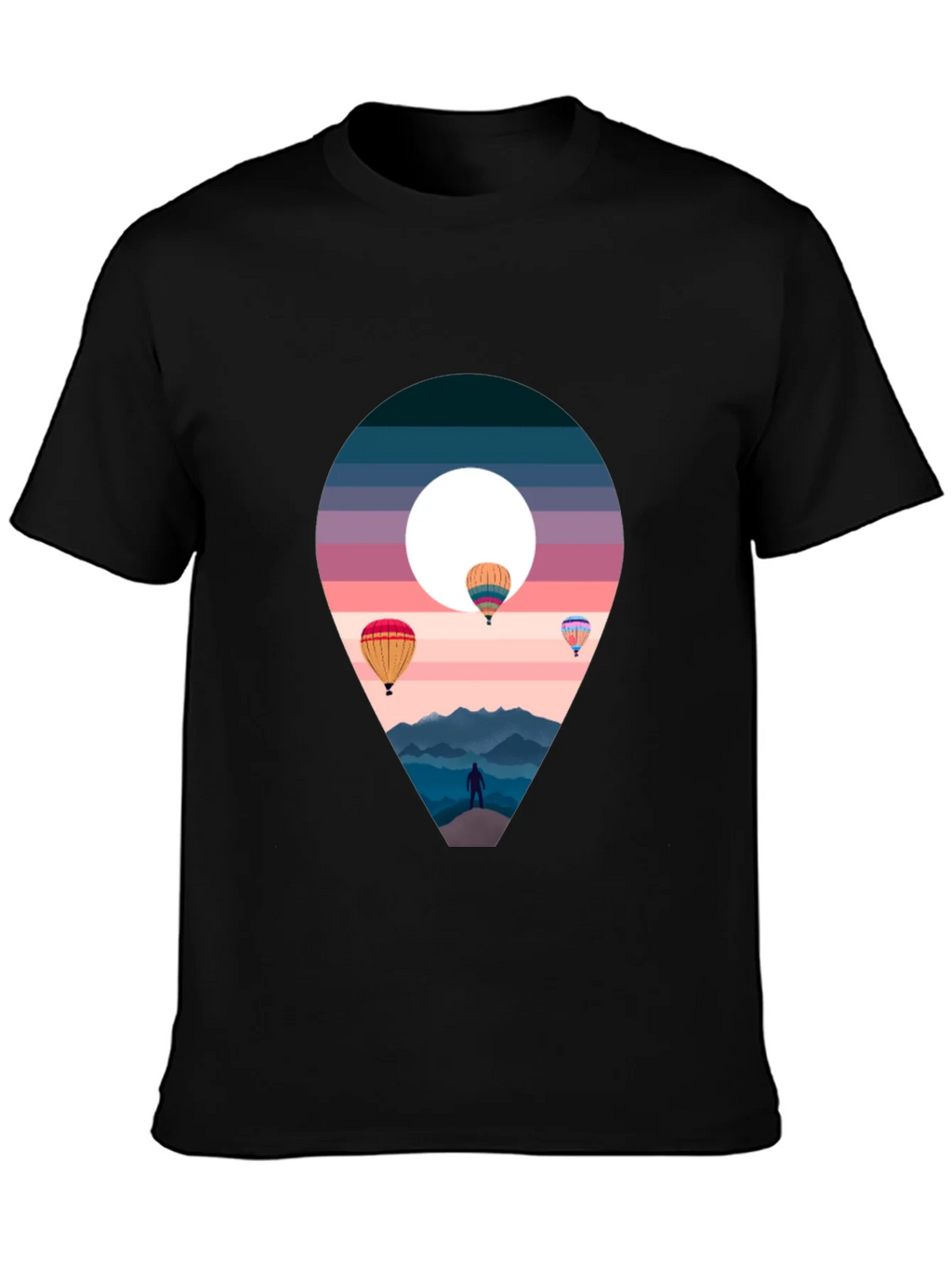 Adventure Awaits Black T-Shirt - Hot Air Balloons product image 6
