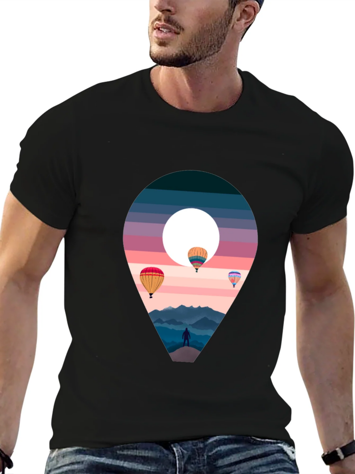 Adventure Awaits Black T-Shirt - Hot Air Balloons product image 9
