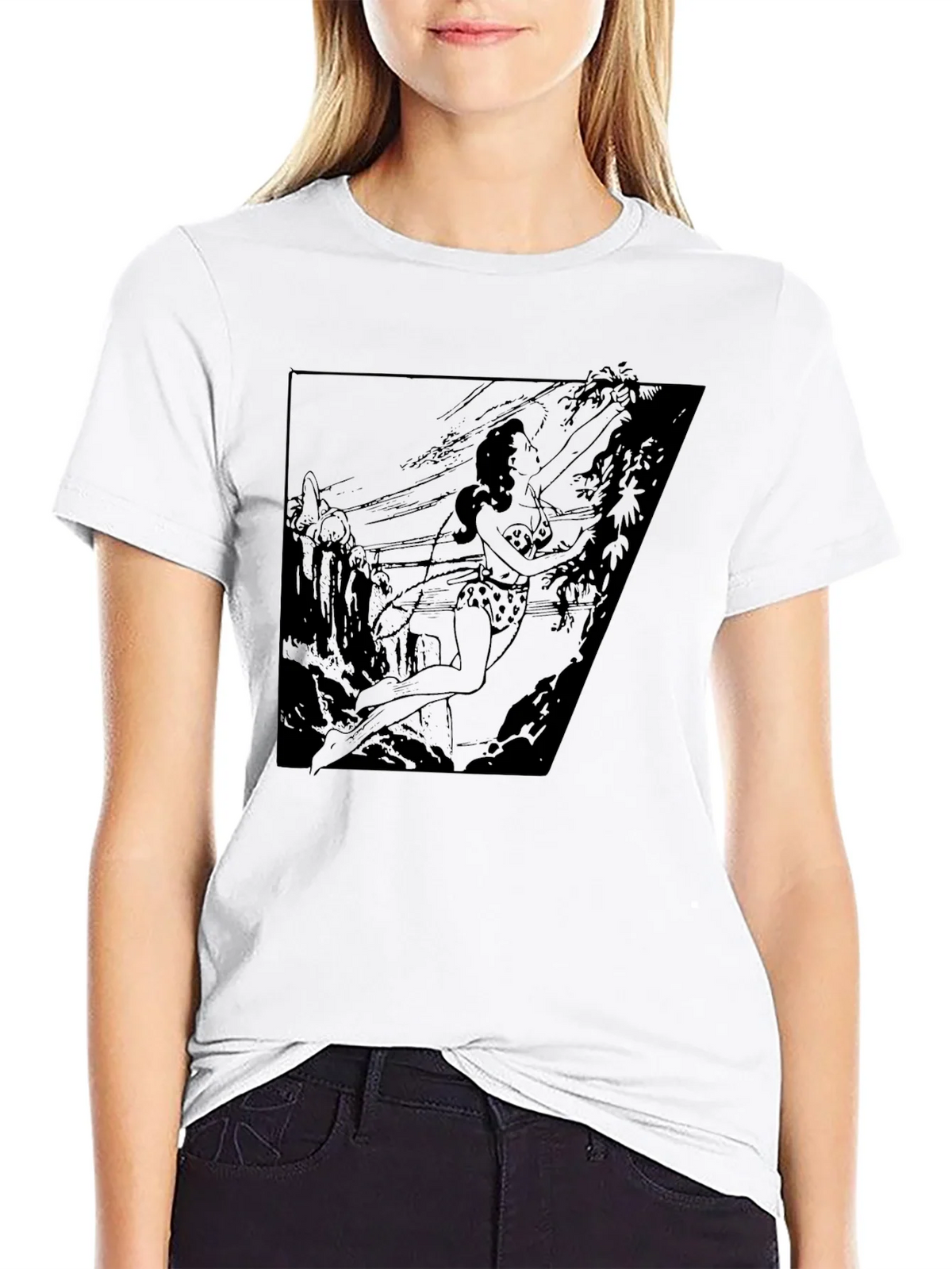 Jungle Girl Graphic Tee - Black Cotton T-Shirt product image 11