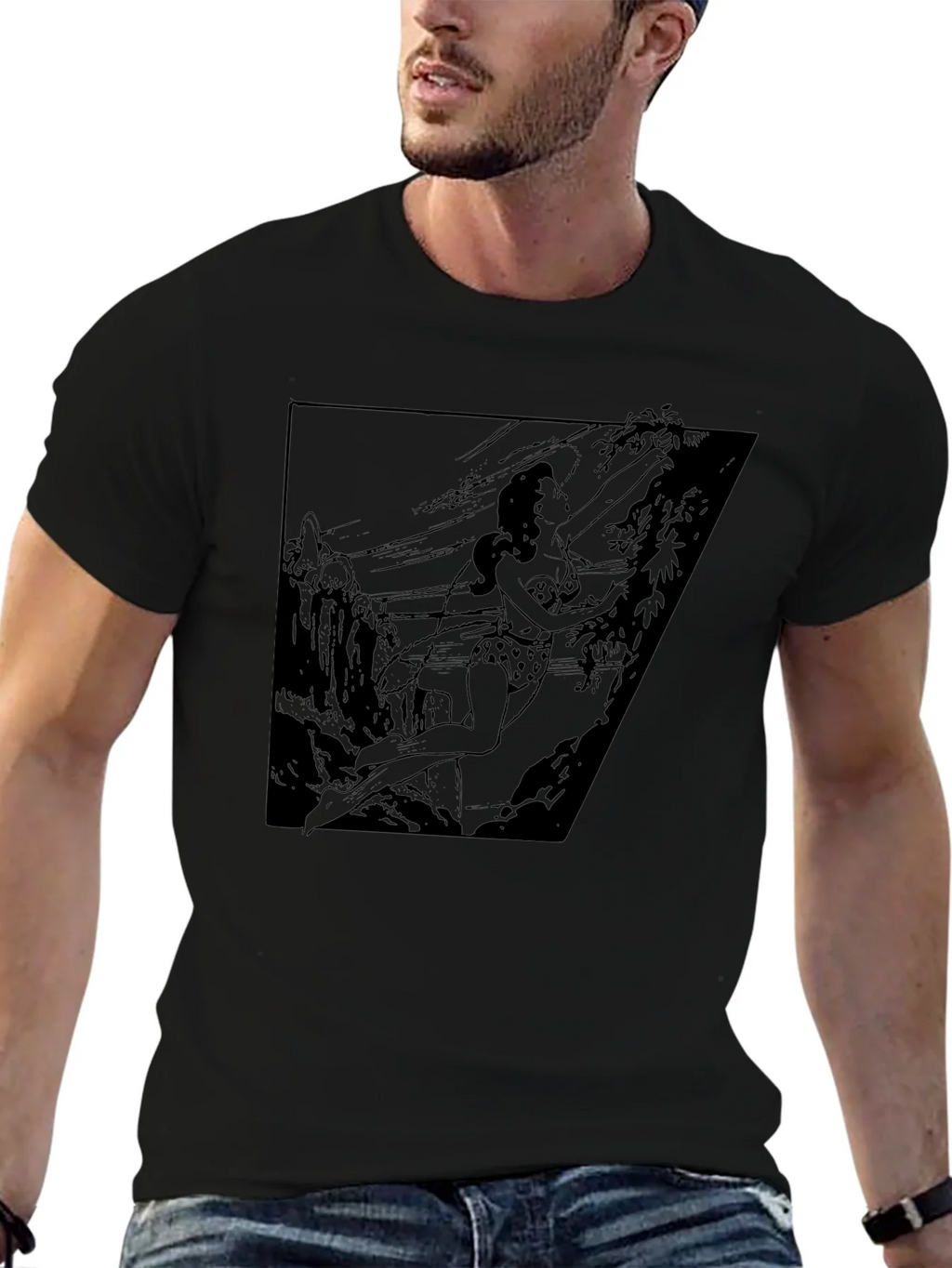 Jungle Girl Graphic Tee - Black Cotton T-Shirt product image 9