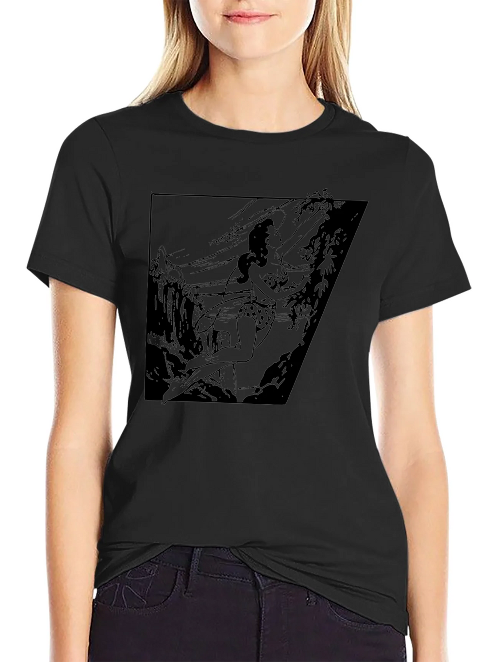 Jungle Girl Graphic Tee - Black Cotton T-Shirt product image 5