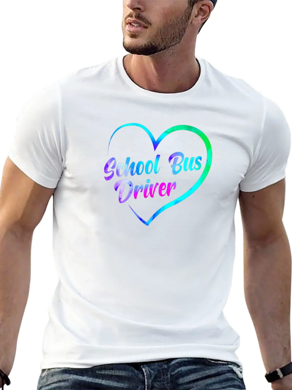 School Bus Driver Heart Graphic Tee - Black product image 4