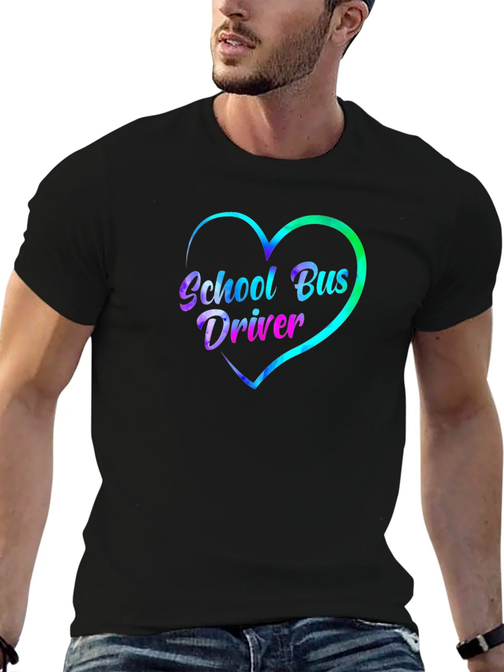 School Bus Driver Heart Graphic Tee - Black product image 9