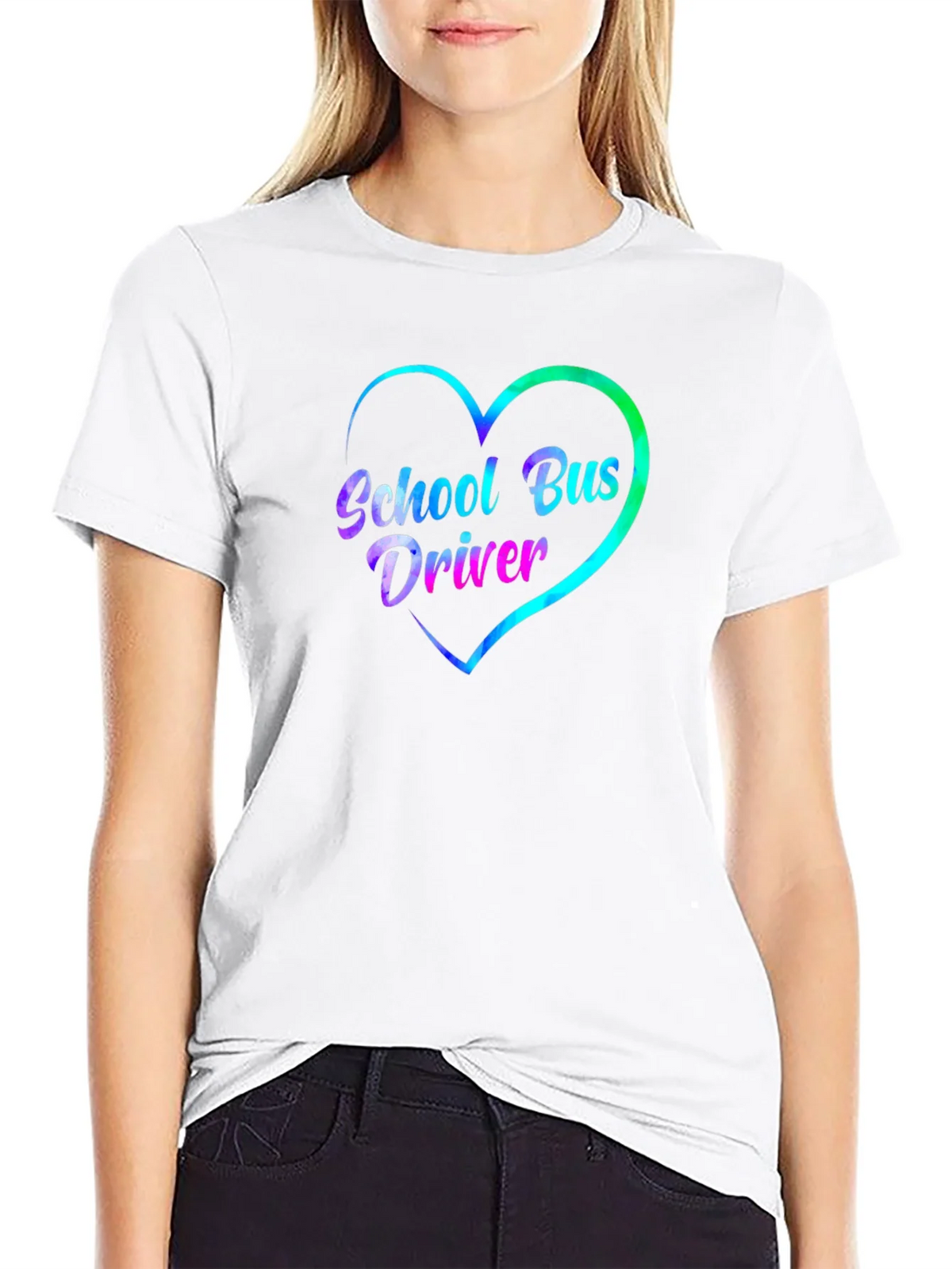 School Bus Driver Heart Graphic Tee - Black product image 11