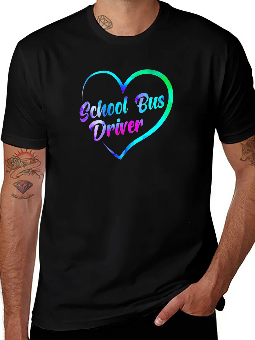 School Bus Driver Heart Graphic Tee - Black product image 1