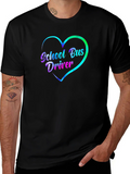 School Bus Driver Heart Graphic Tee - Black product image 1