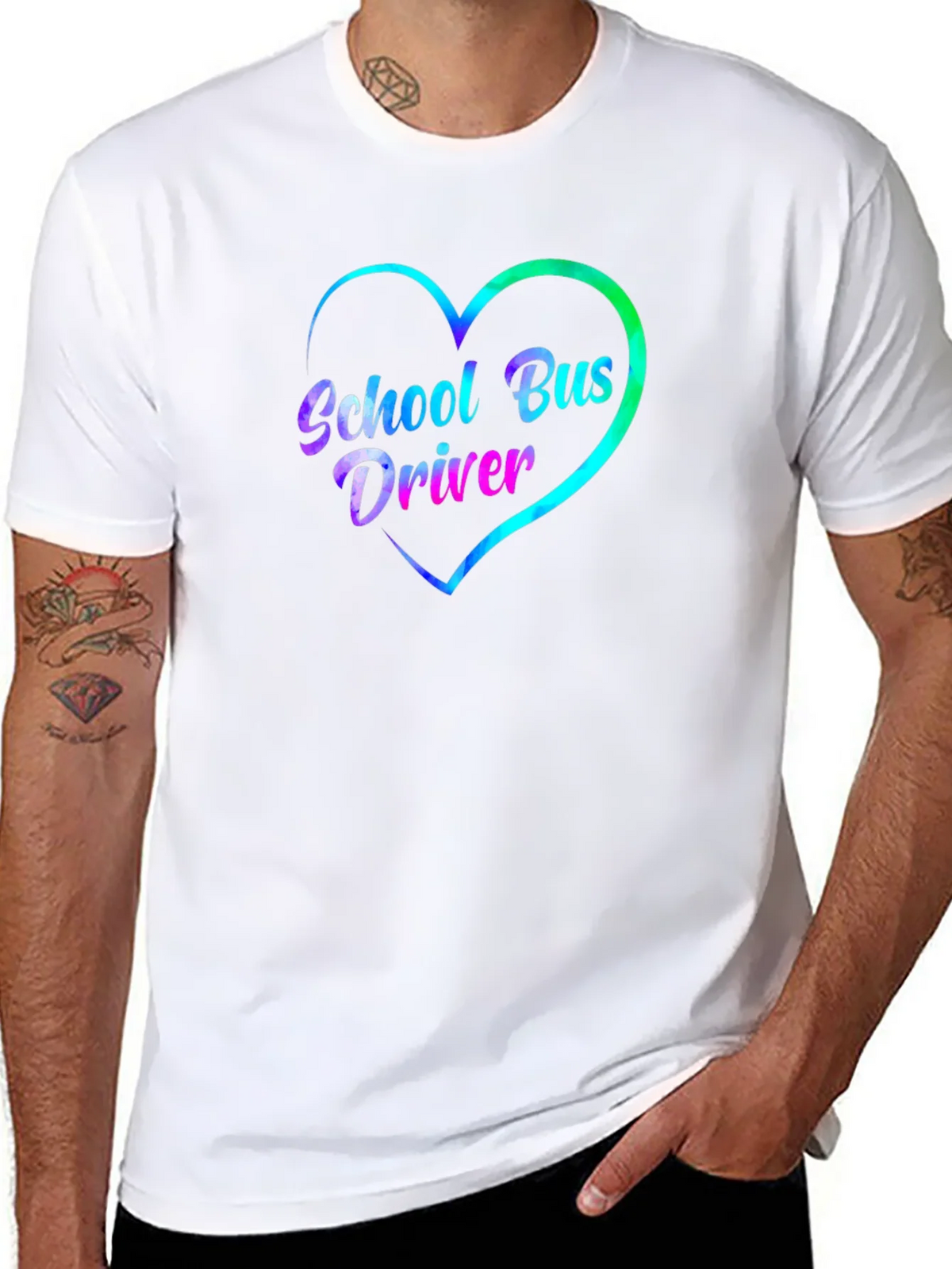 School Bus Driver Heart Graphic Tee - Black product image 10