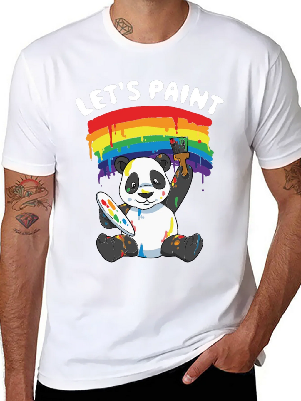 Lets Paint Panda T-Shirt - Rainbow Art Tee product image 10