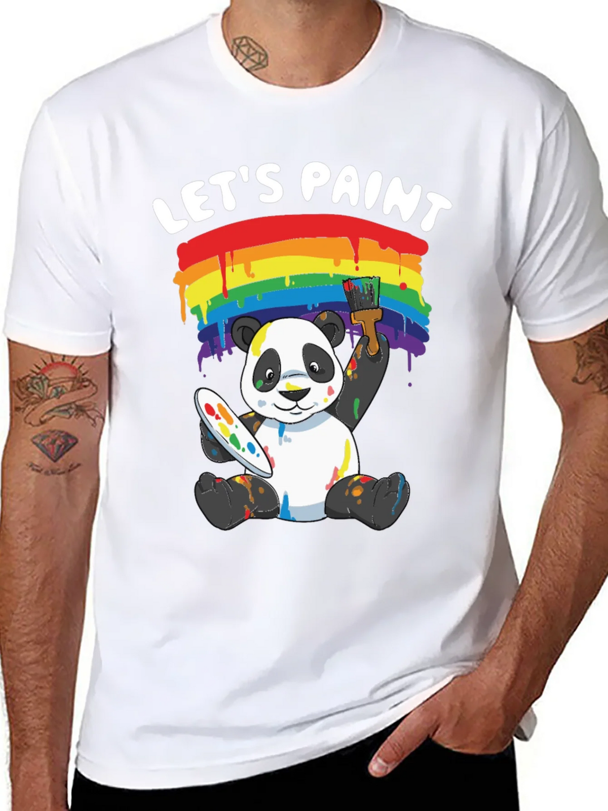Lets Paint Panda T-Shirt - Rainbow Art Tee product image 10