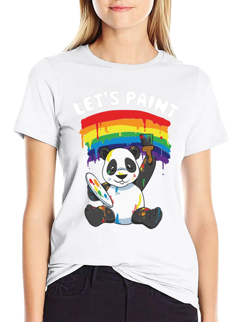 Lets Paint Panda T-Shirt - Rainbow Art Tee product image 11