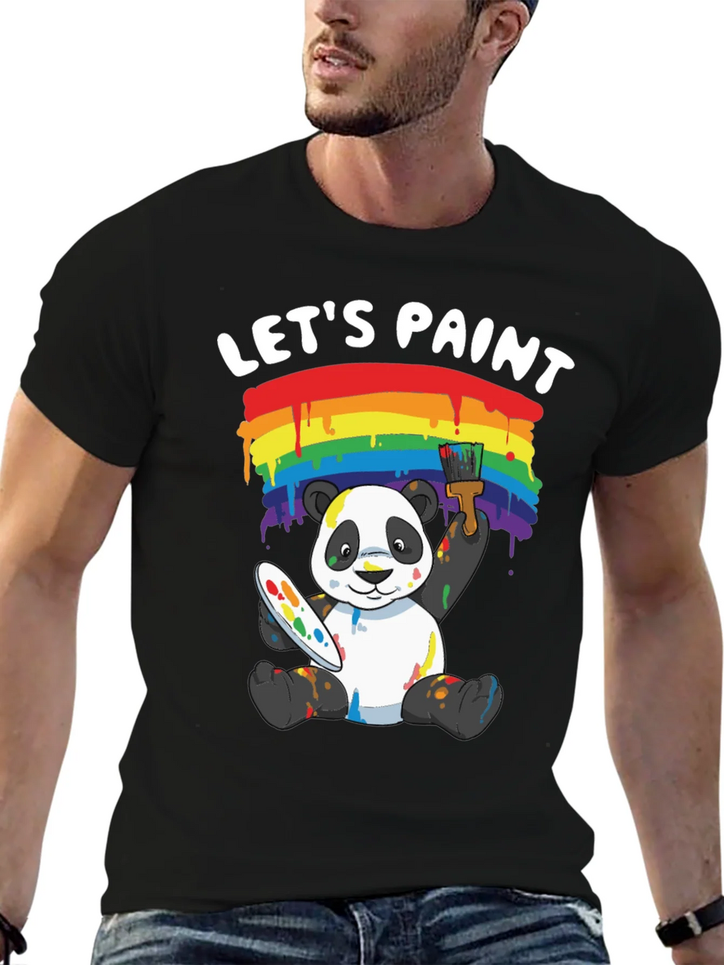Lets Paint Panda T-Shirt - Rainbow Art Tee product image 9