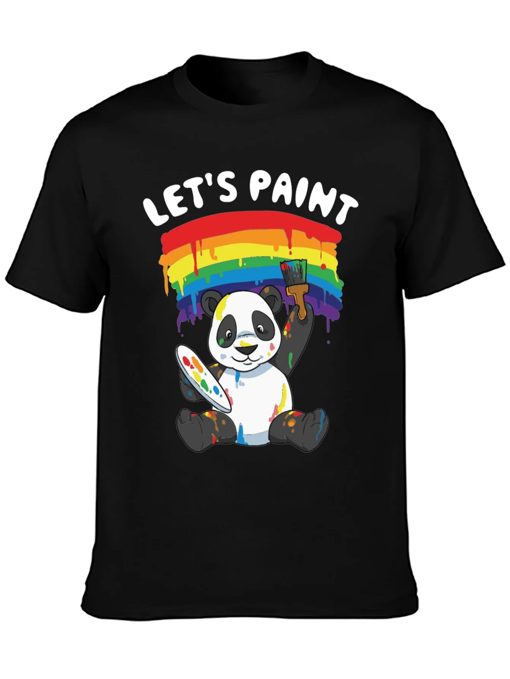 Lets Paint Panda T-Shirt - Rainbow Art Tee product image 6