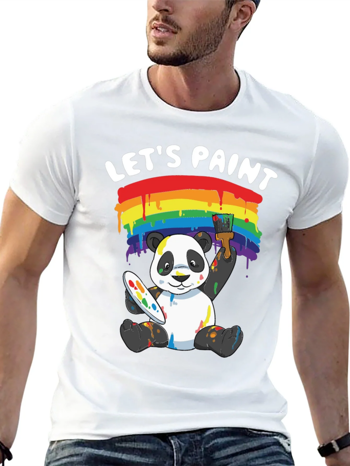 Lets Paint Panda T-Shirt - Rainbow Art Tee product image 4