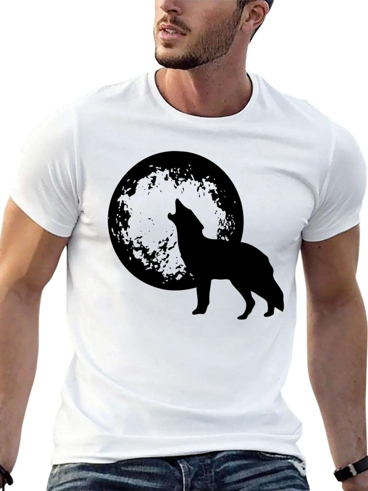 Wolf Howling at Moon Graphic T-Shirt product image 4