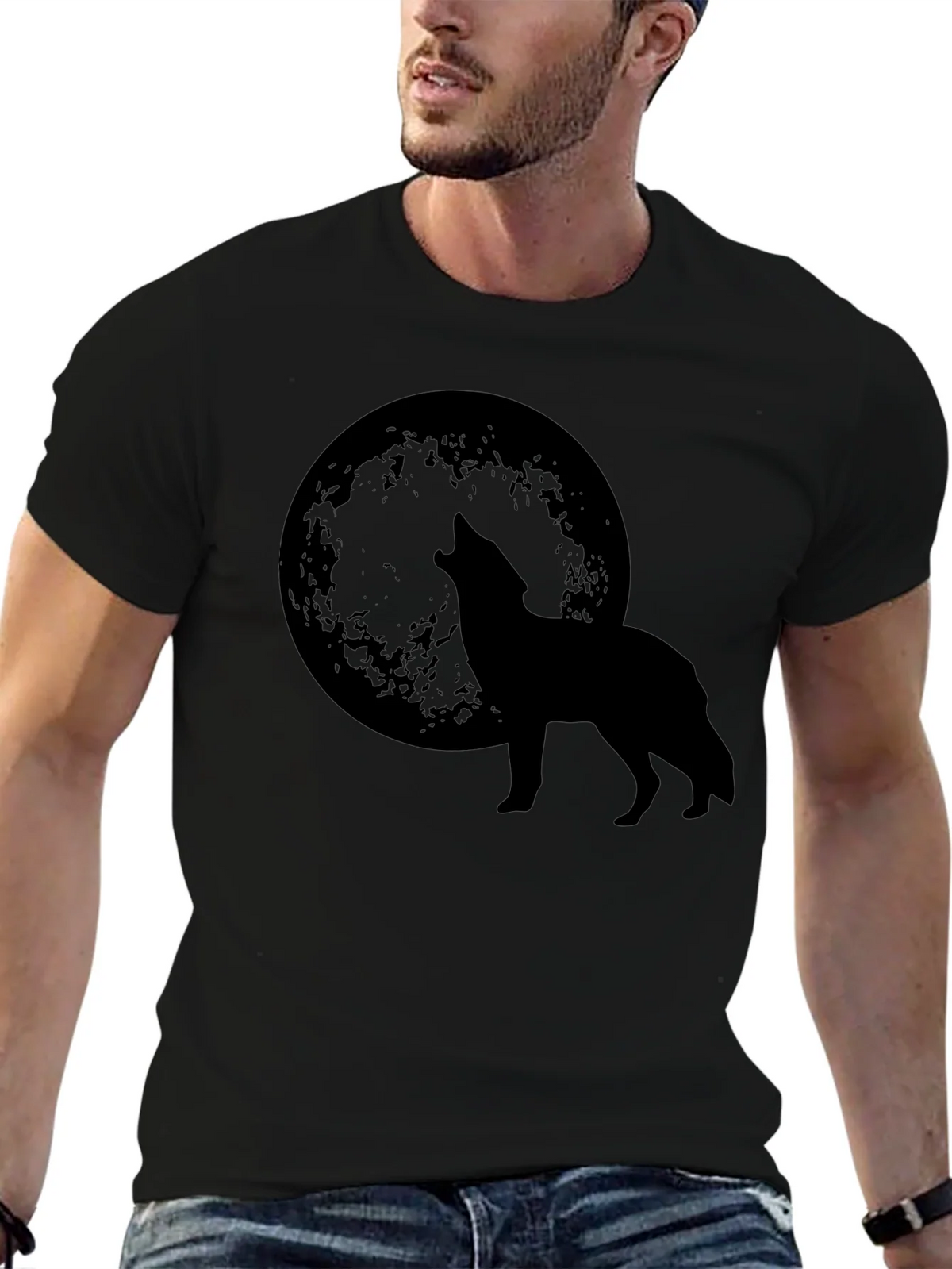 Wolf Howling at Moon Graphic T-Shirt product image 9