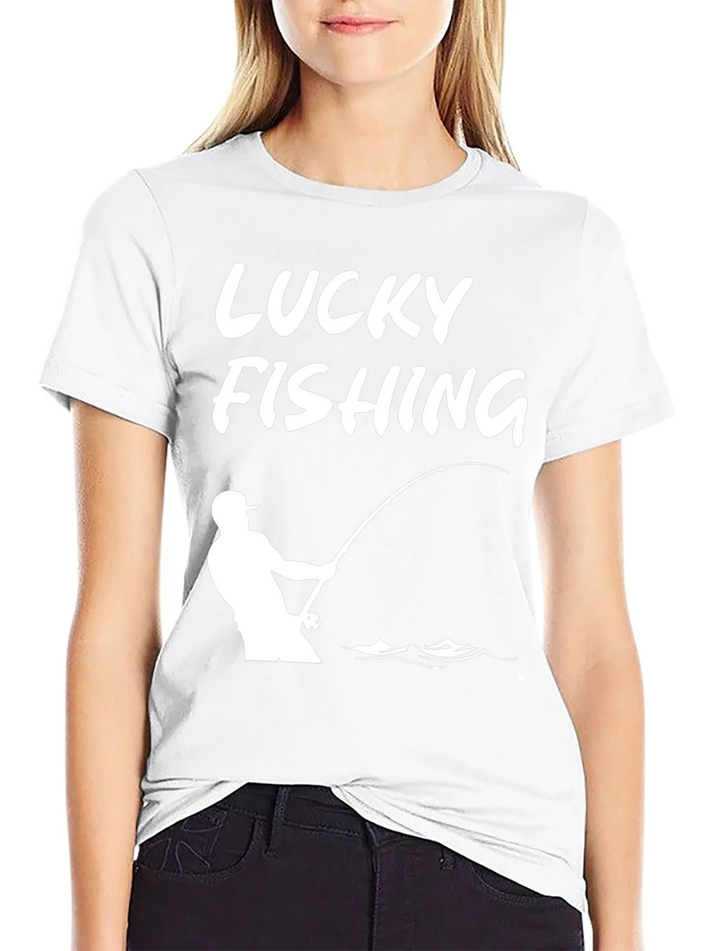 Lucky Fishing Graphic Tee - Black Cotton T-Shirt product image 11