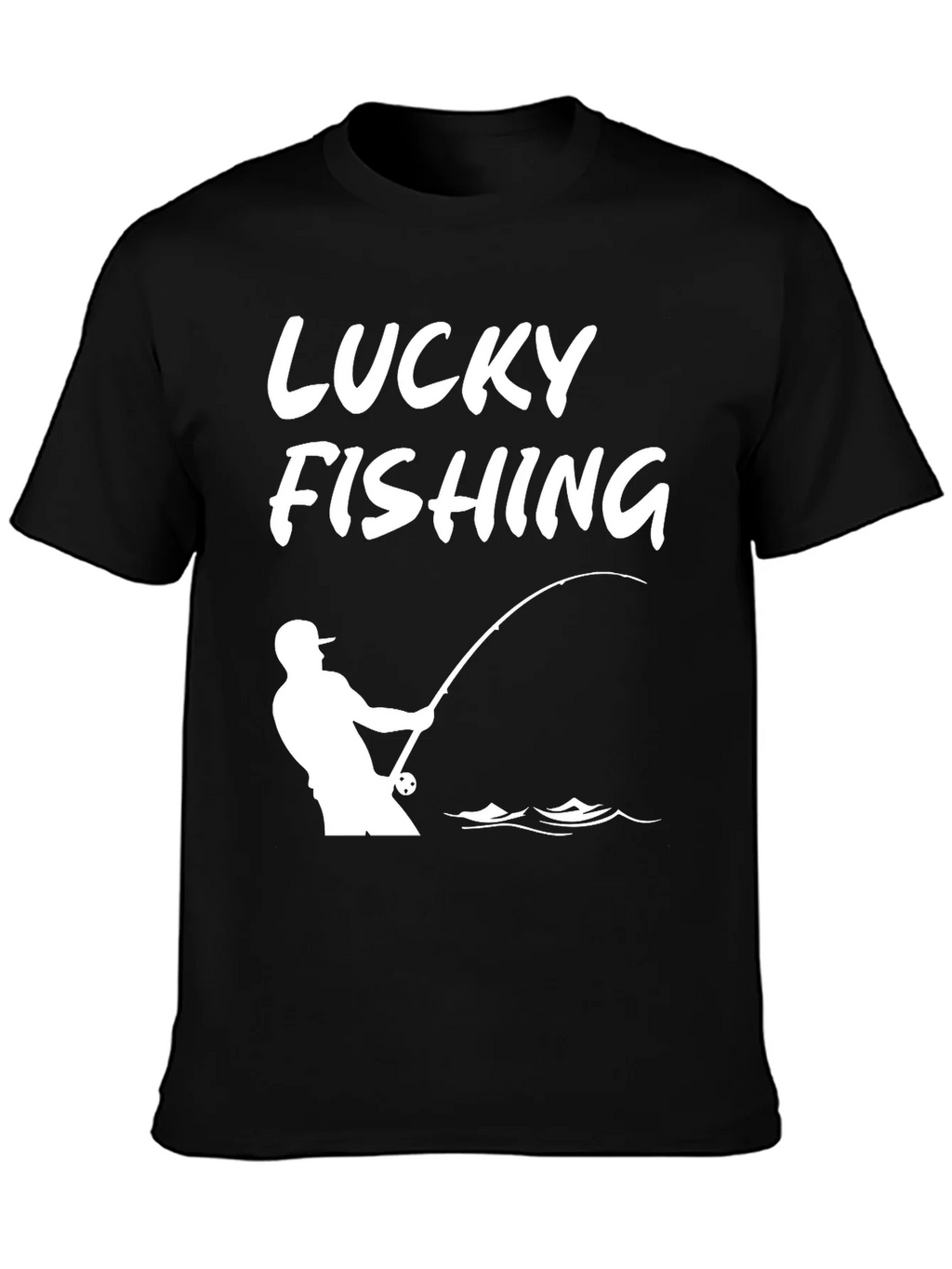 Lucky Fishing Graphic Tee - Black Cotton T-Shirt product image 6