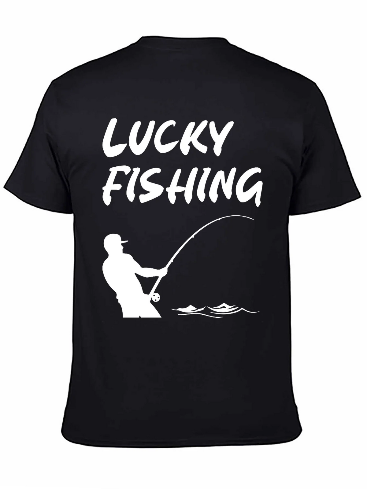 Lucky Fishing Graphic Tee - Black Cotton T-Shirt product image 7