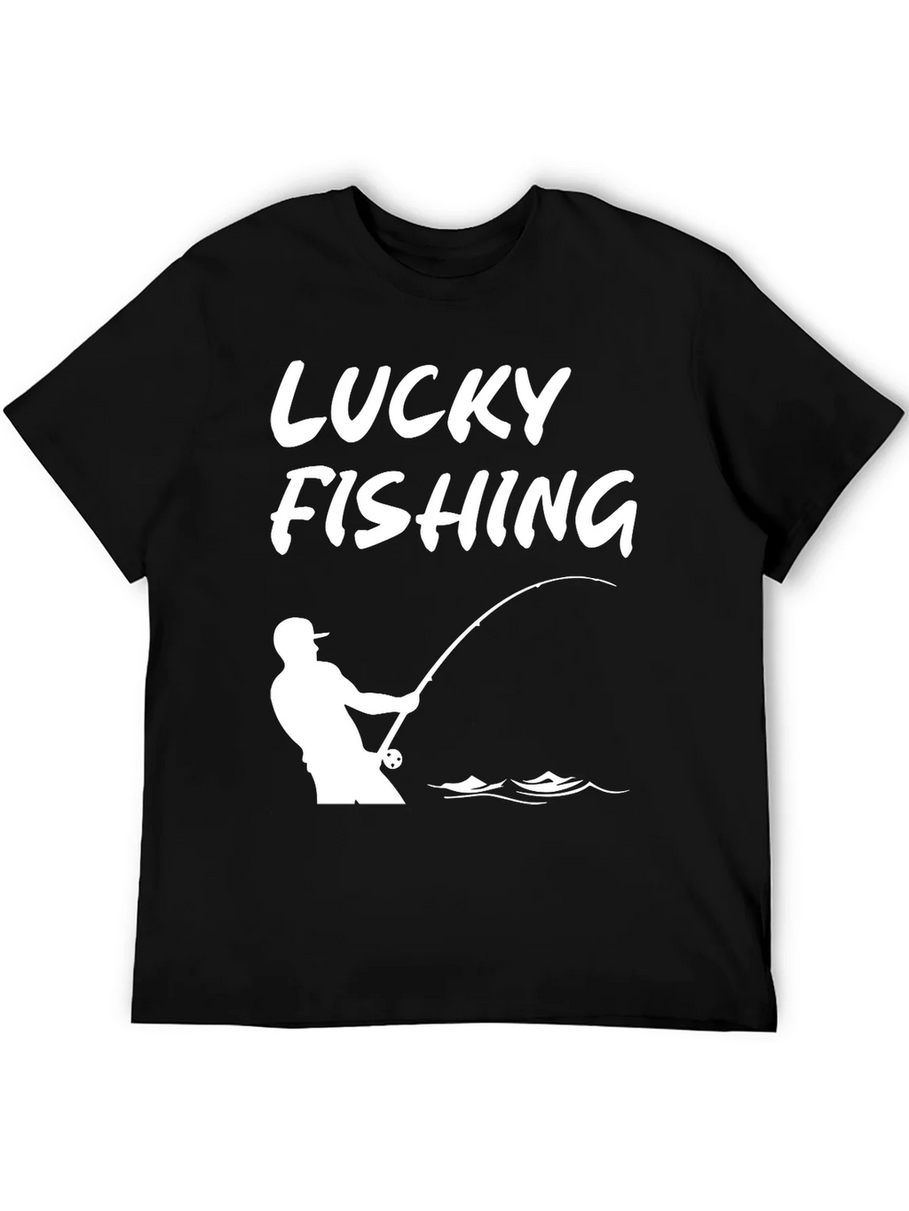 Lucky Fishing Graphic Tee - Black Cotton T-Shirt product image 8