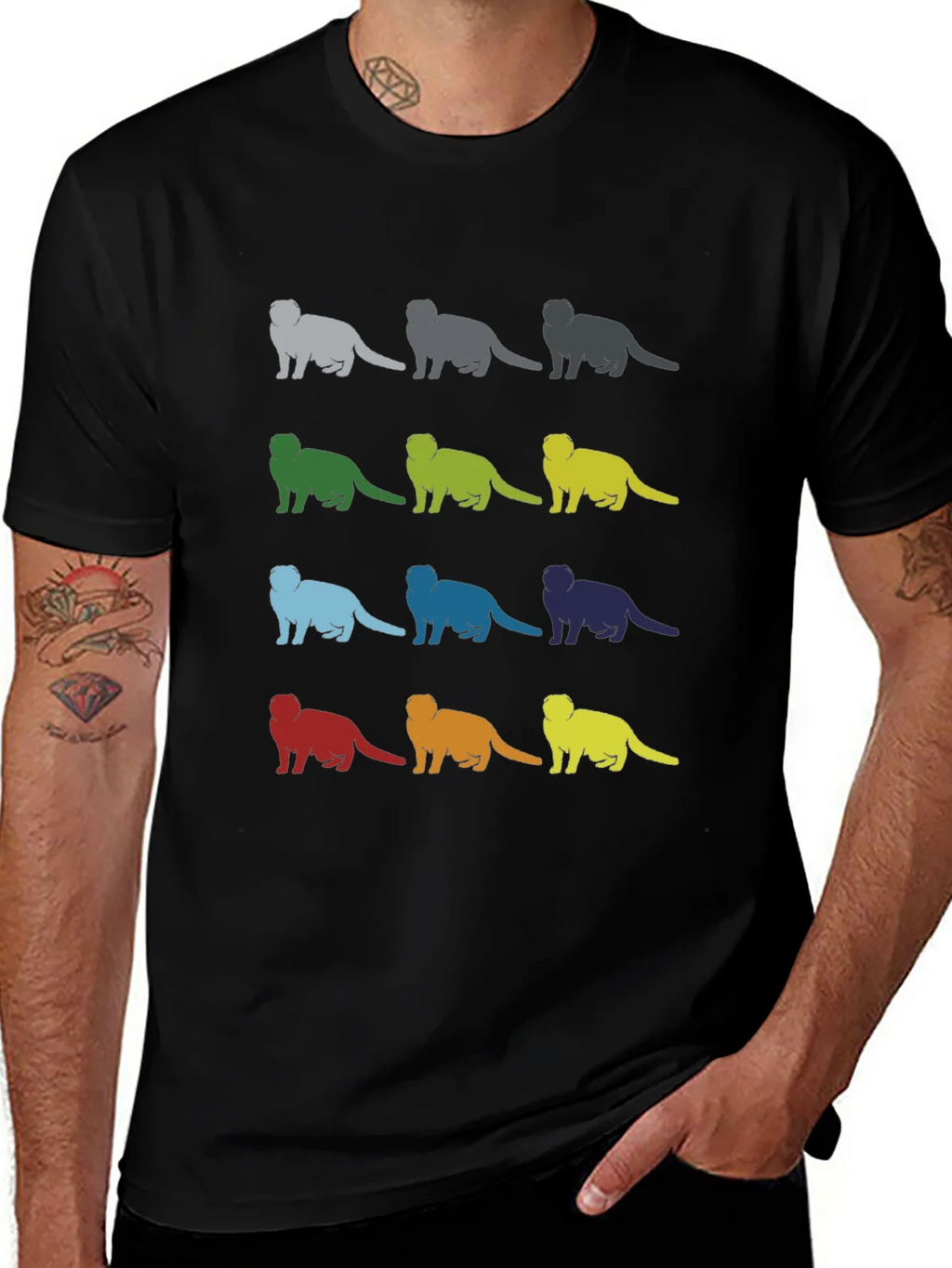 Colorful Ferret Silhouette Graphic T-Shirt product image 1
