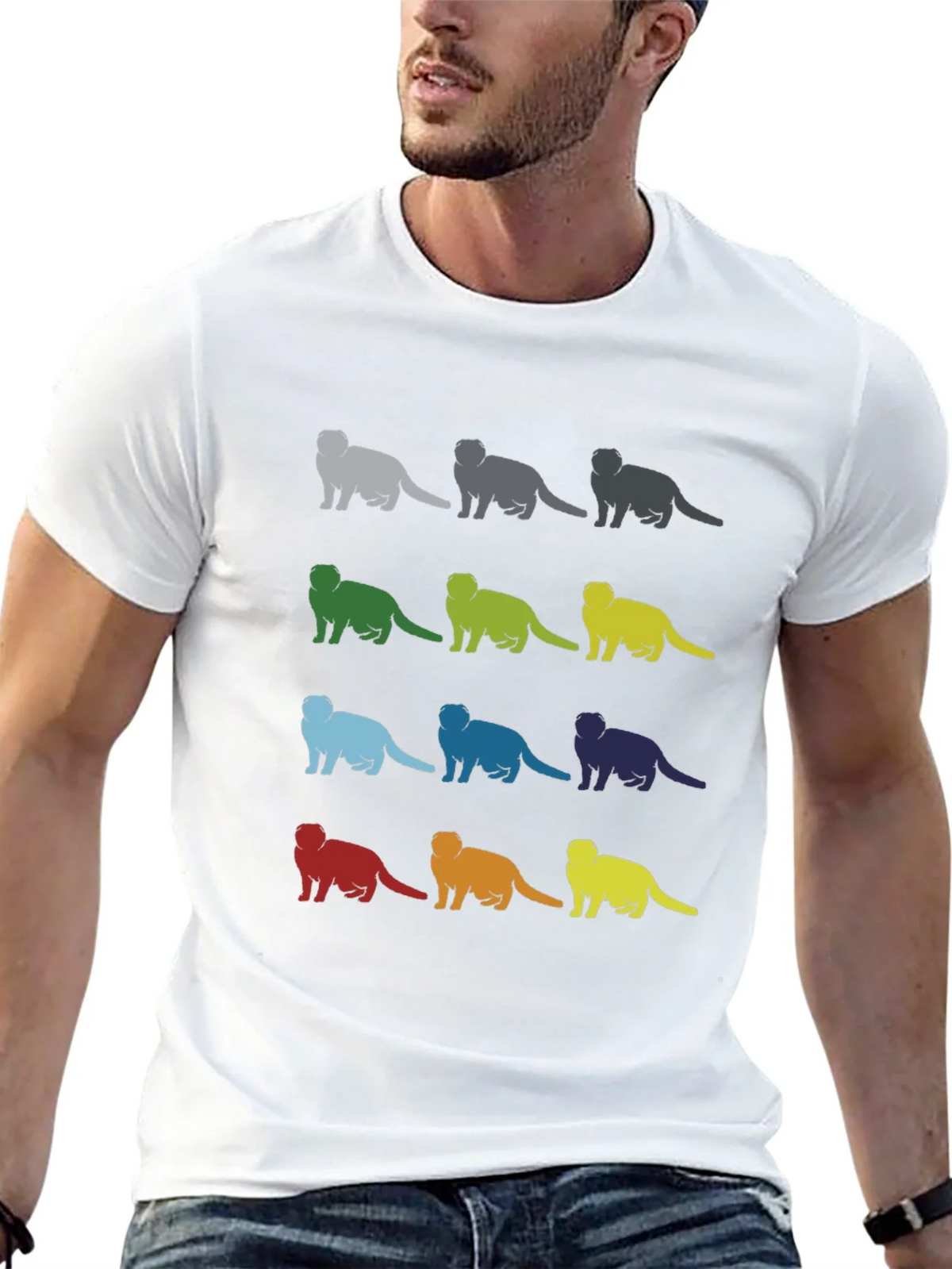 Colorful Ferret Silhouette Graphic T-Shirt product image 4