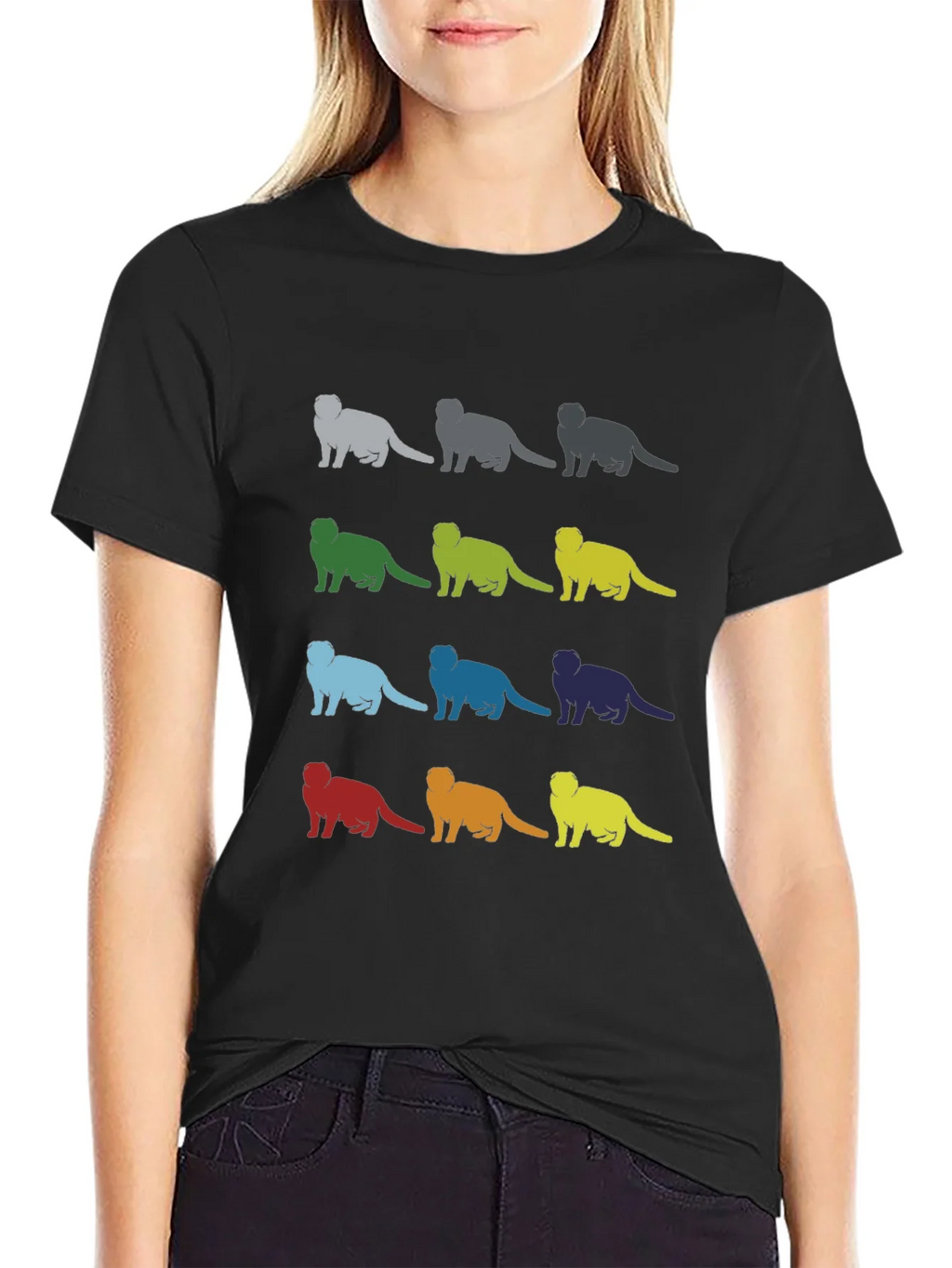 Colorful Ferret Silhouette Graphic T-Shirt product image 5