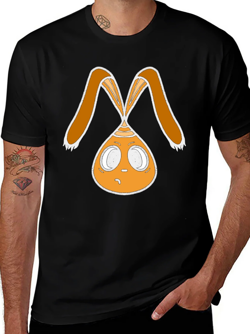 Funky Bunny Graphic Tee - Black Cotton Casual Shirt product image 1