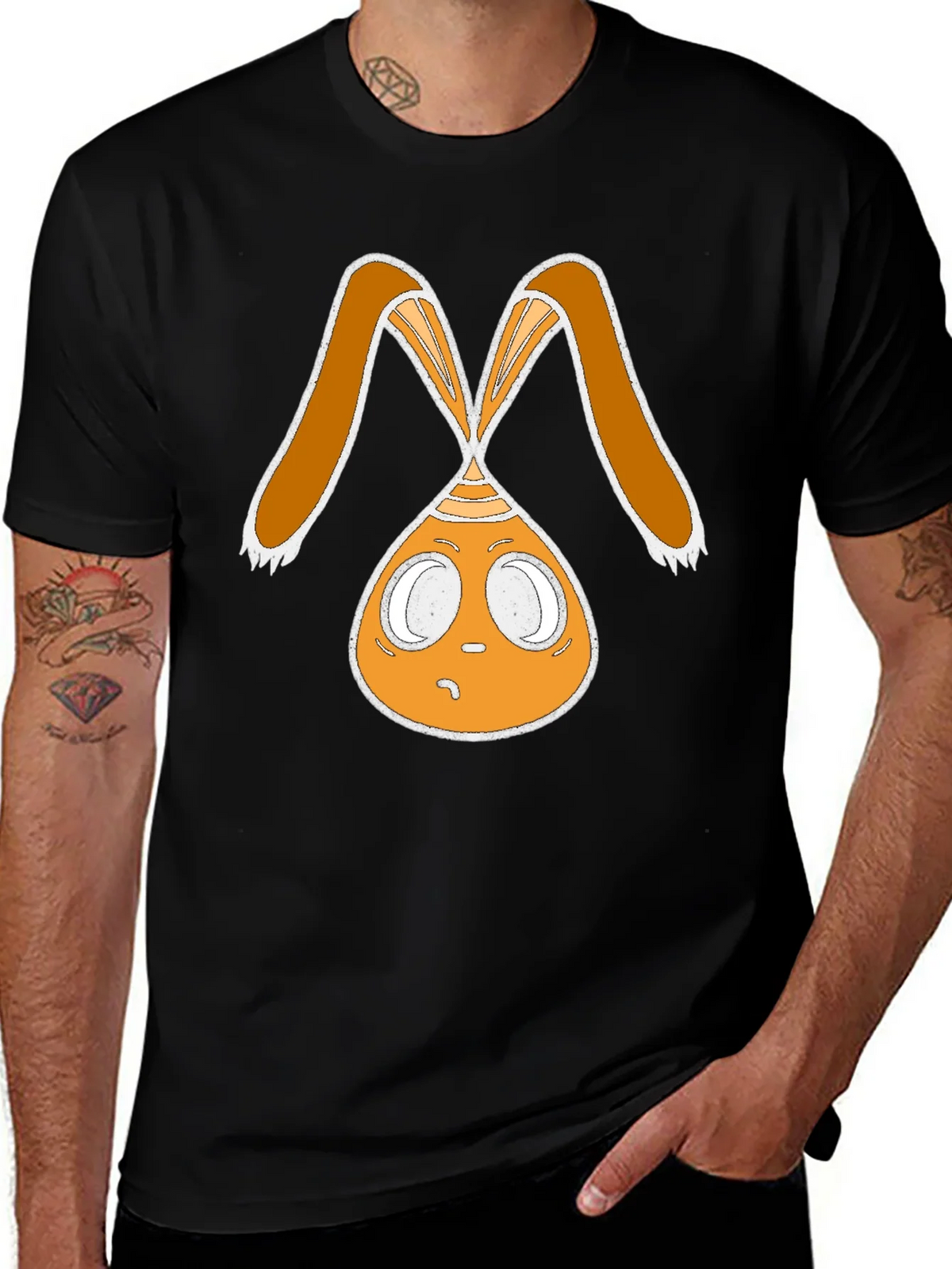 Funky Bunny Graphic Tee - Black Cotton Casual Shirt product image 1