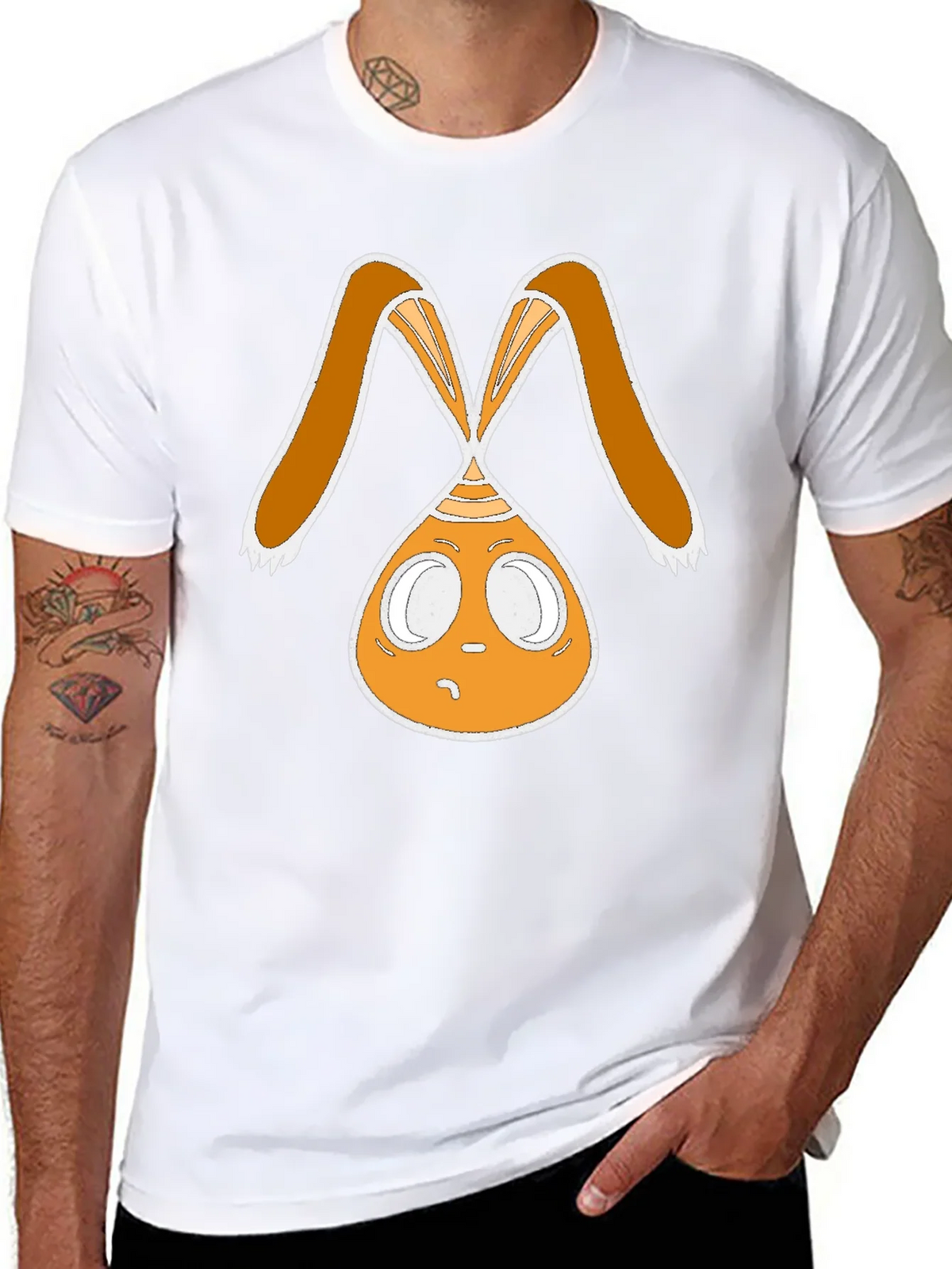 Funky Bunny Graphic Tee - Black Cotton Casual Shirt product image 10