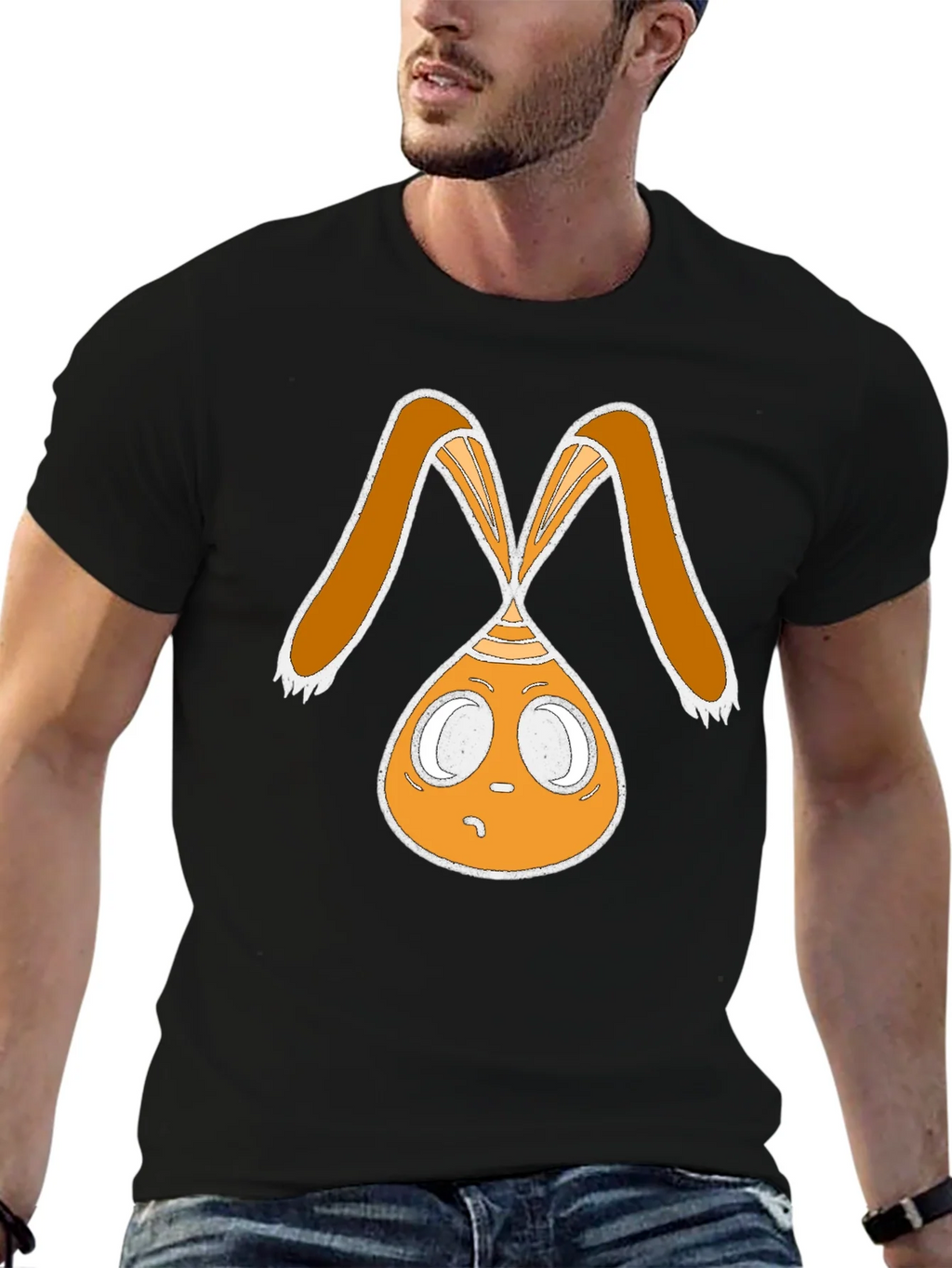 Funky Bunny Graphic Tee - Black Cotton Casual Shirt product image 9