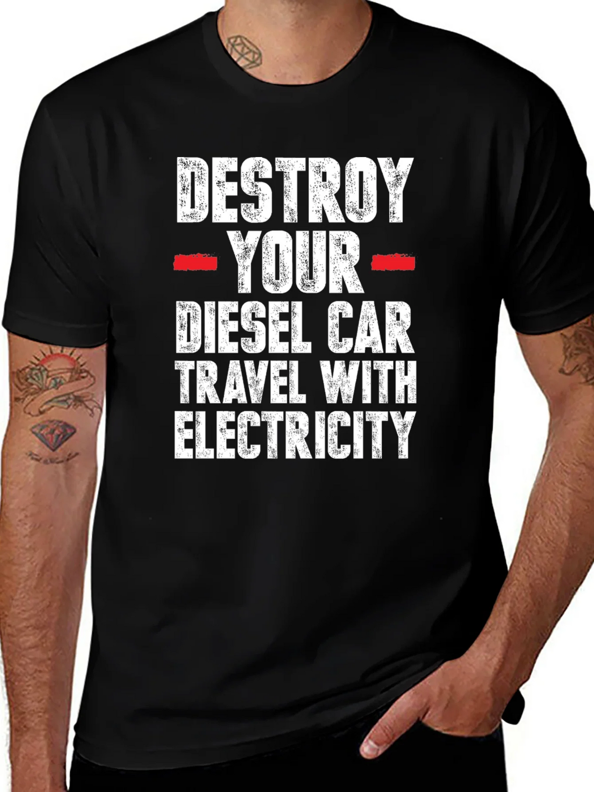 Destroy Your Diesel Car T-Shirt - Travel with Electricity product image 1