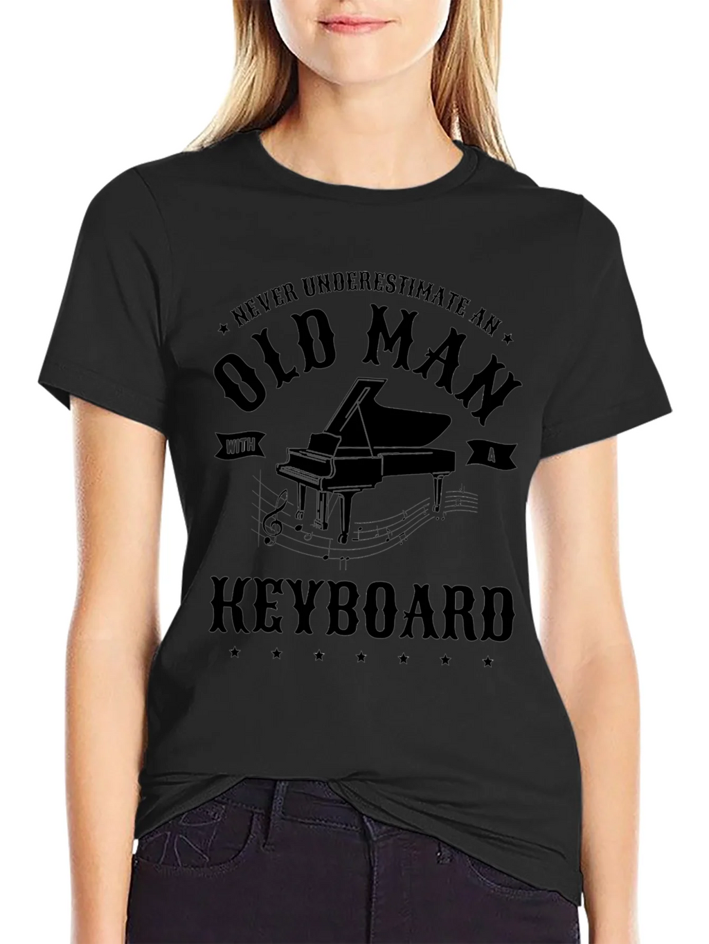 Old Man Keyboard Player T-Shirt - Black product image 5