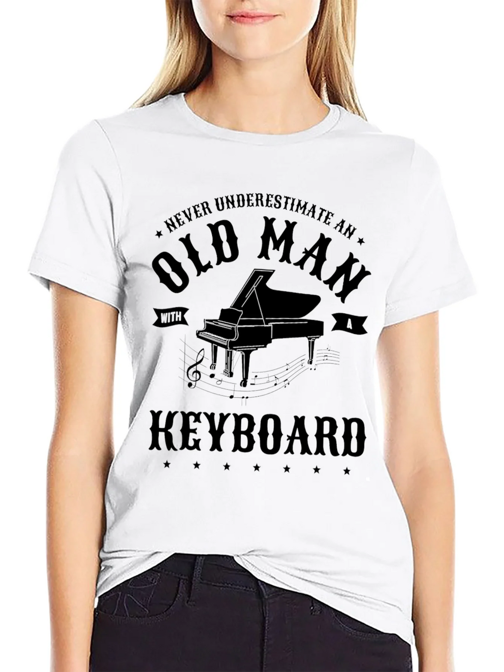 Old Man Keyboard Player T-Shirt - Black product image 11