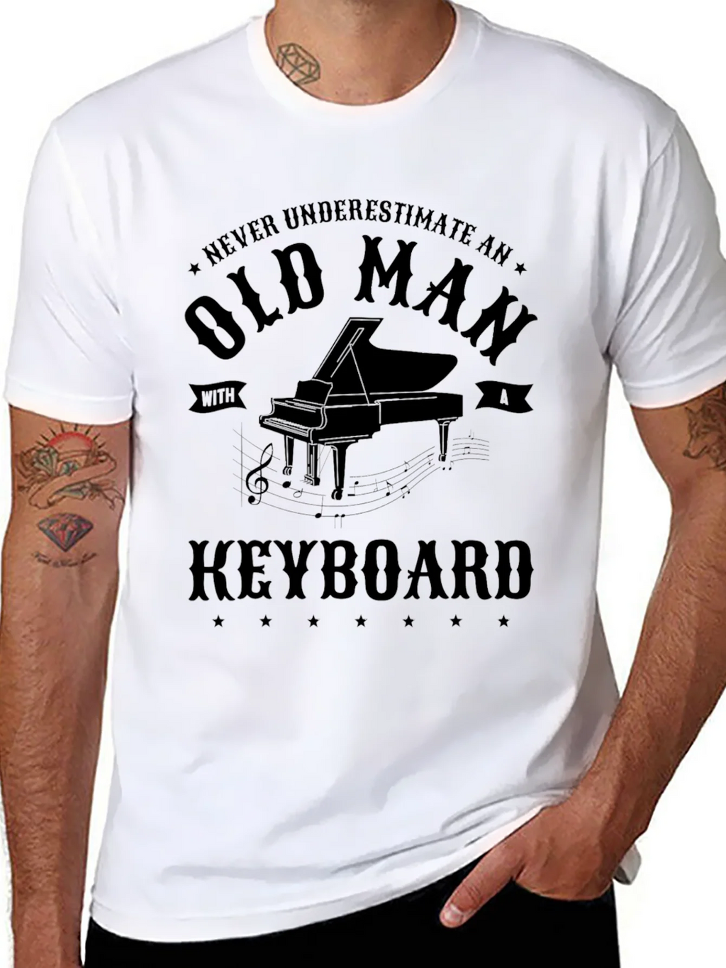 Old Man Keyboard Player T-Shirt - Black product image 10