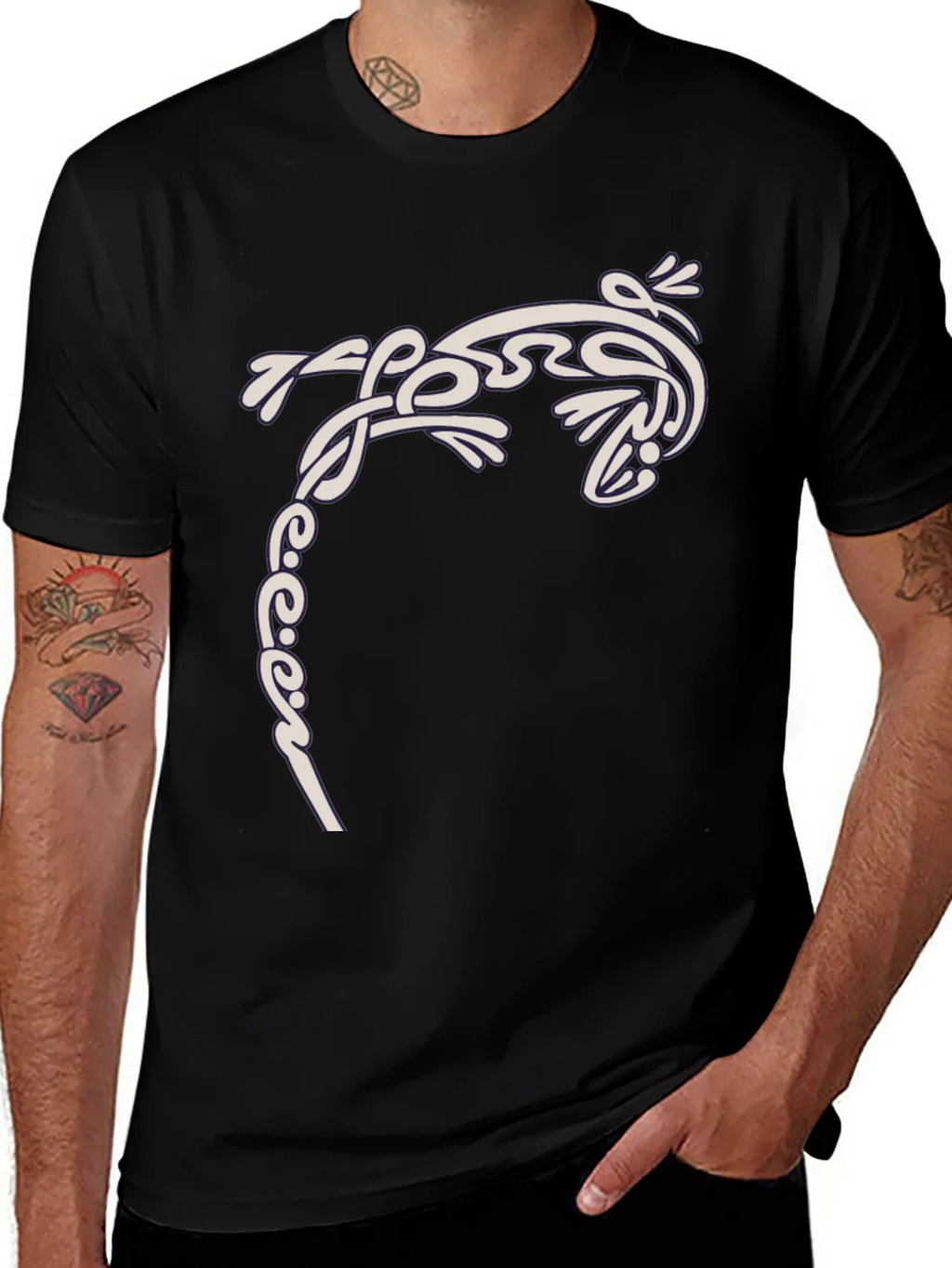 Tribal Gecko T-Shirt - Stylish Black Tee product image 1