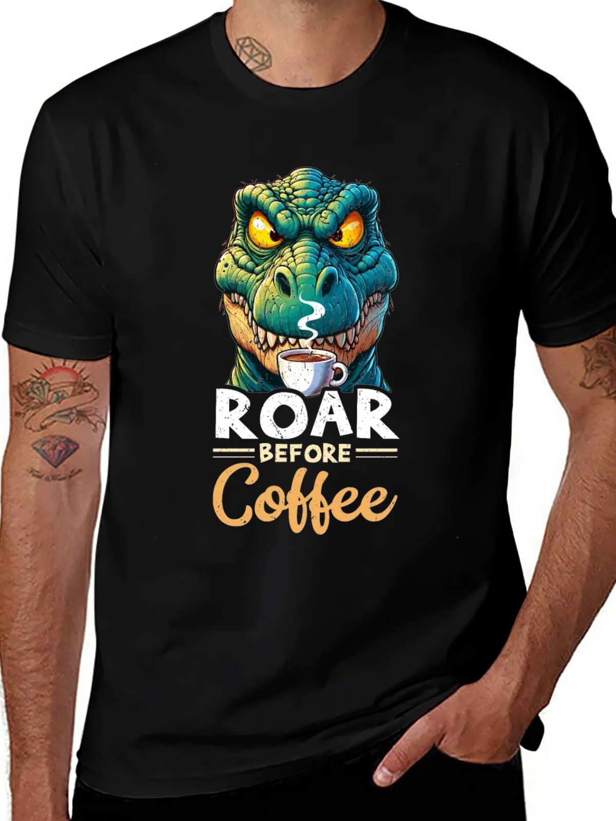 Roar Before Coffee T-Shirt - Dinosaur Lover Tee product image 1