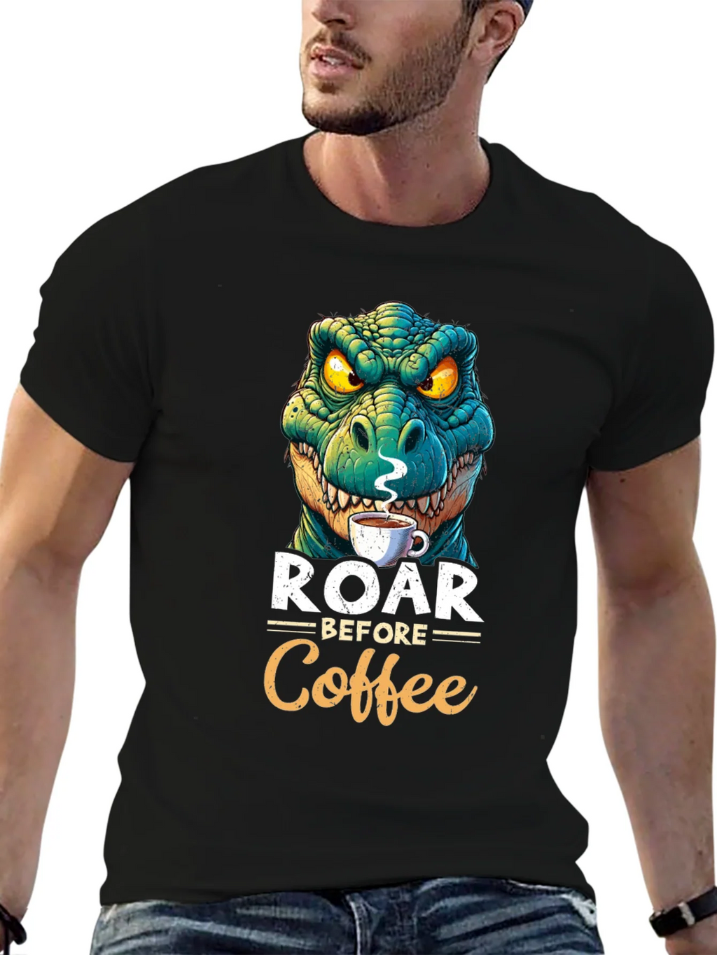 Roar Before Coffee T-Shirt - Dinosaur Lover Tee product image 9