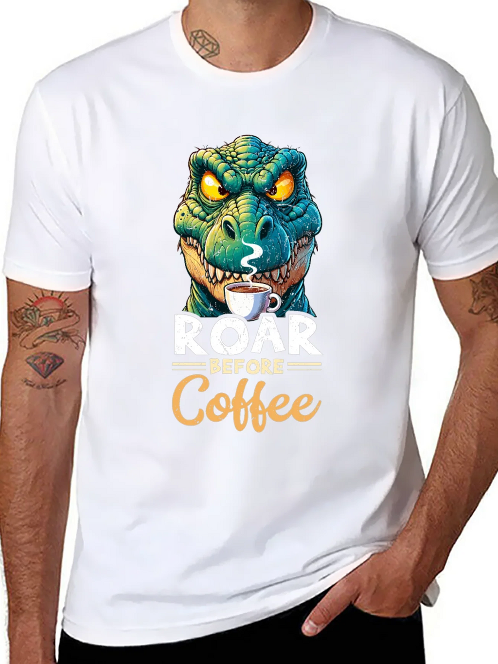 Roar Before Coffee T-Shirt - Dinosaur Lover Tee product image 10