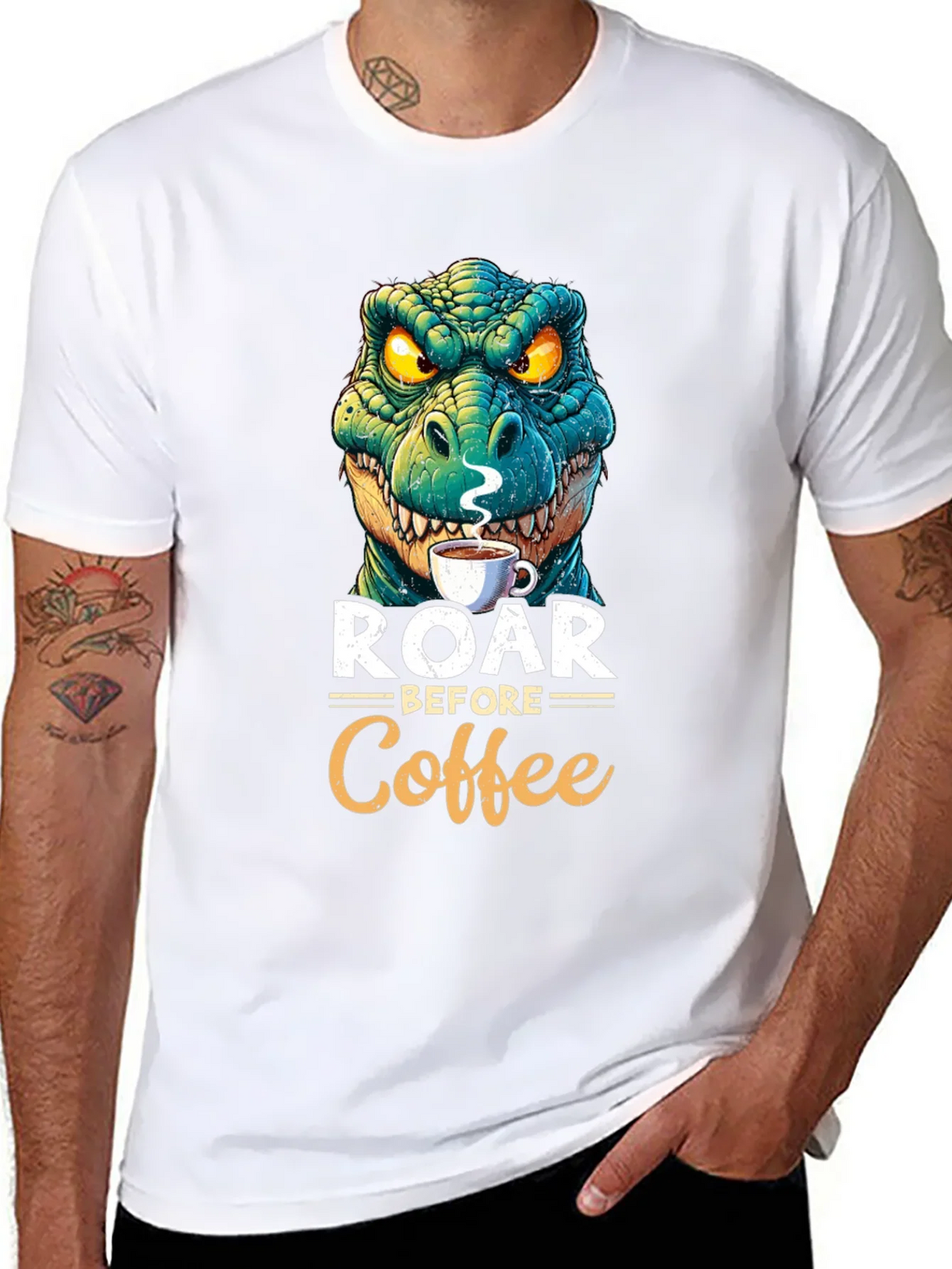 Roar Before Coffee T-Shirt - Dinosaur Lover Tee product image 10