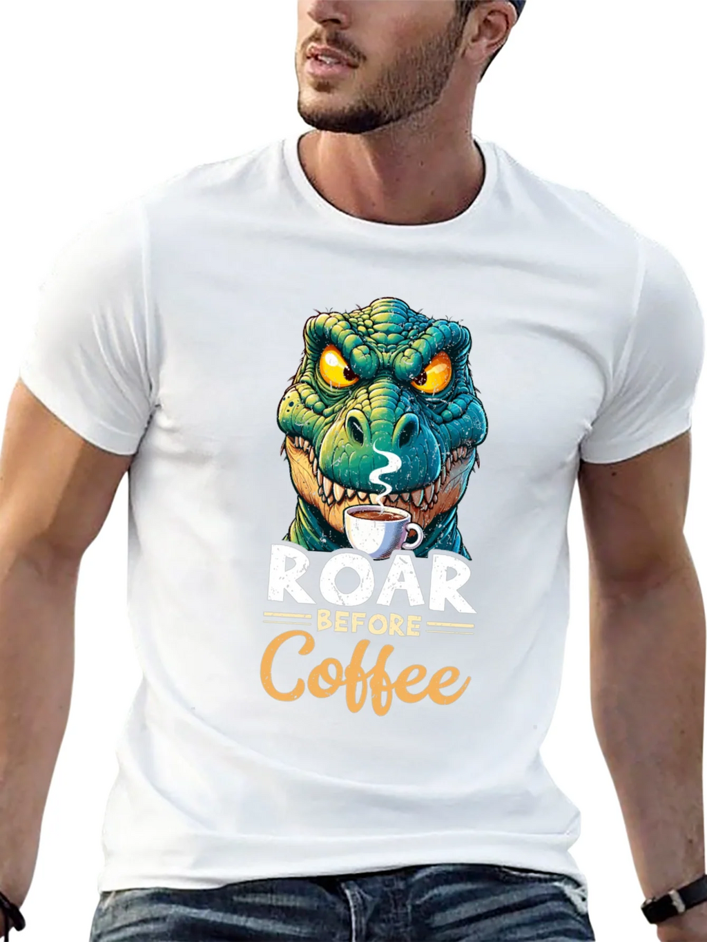 Roar Before Coffee T-Shirt - Dinosaur Lover Tee product image 4