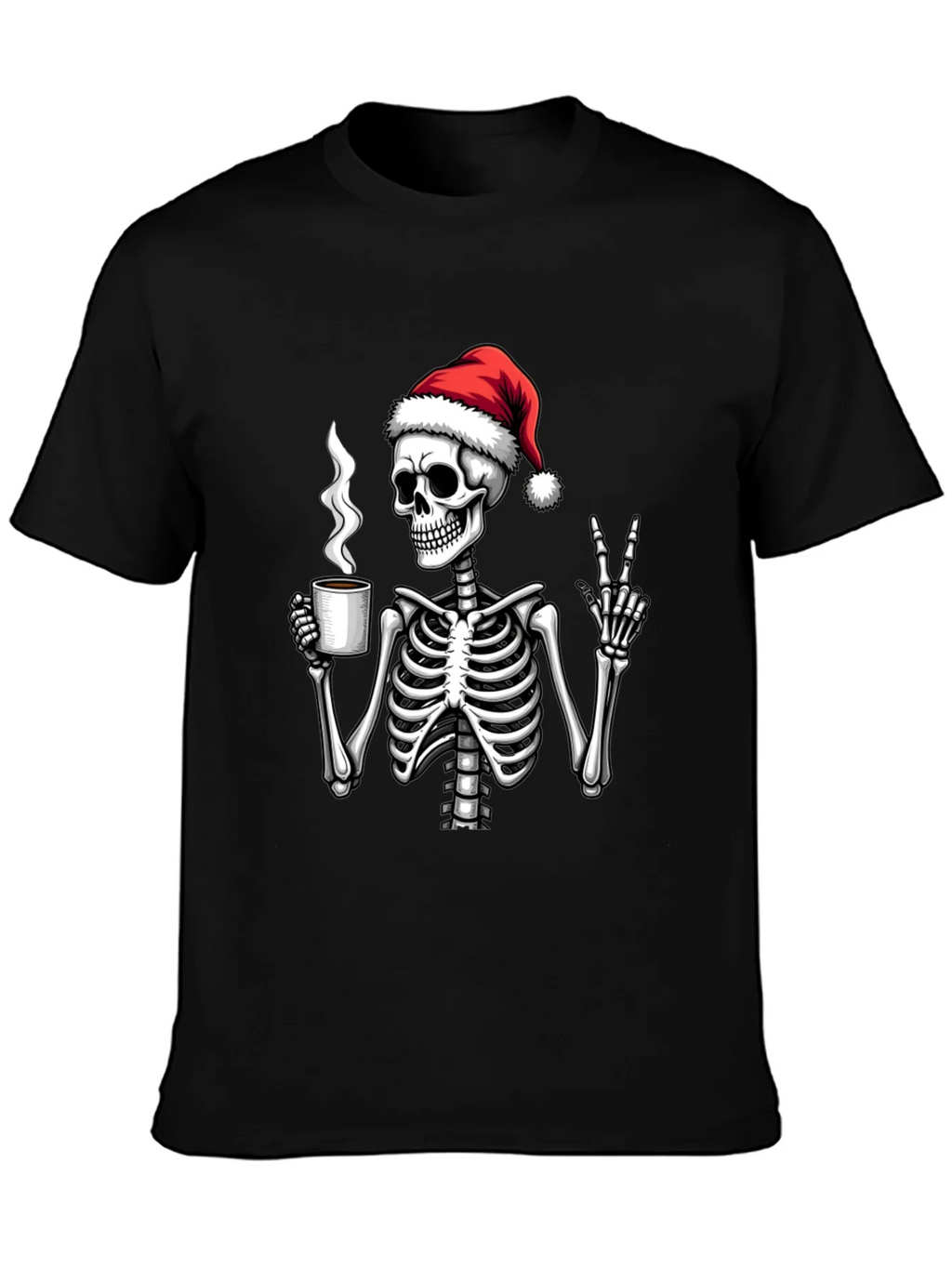 Festive Skeleton T-Shirt - Coffee & Peace