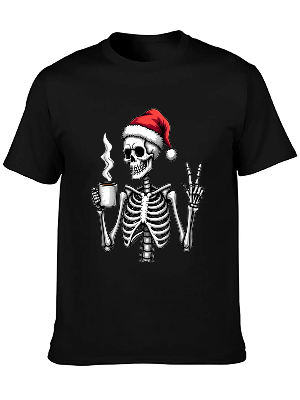 Festive Skeleton T-Shirt - Coffee & Peace